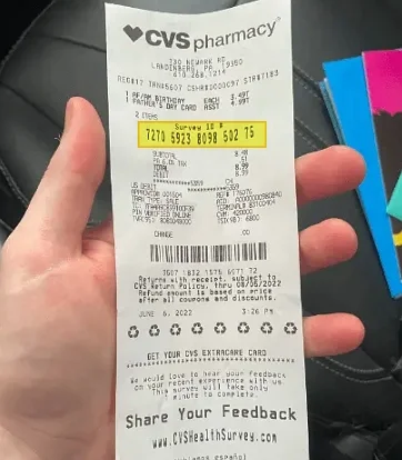 CVS purchase receipt